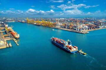 a container ship is carrying container